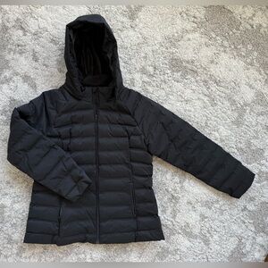 Black, L, Packable zip up puffer jacket
